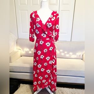 Magnolia Skye Dress Red floral S Rayon!